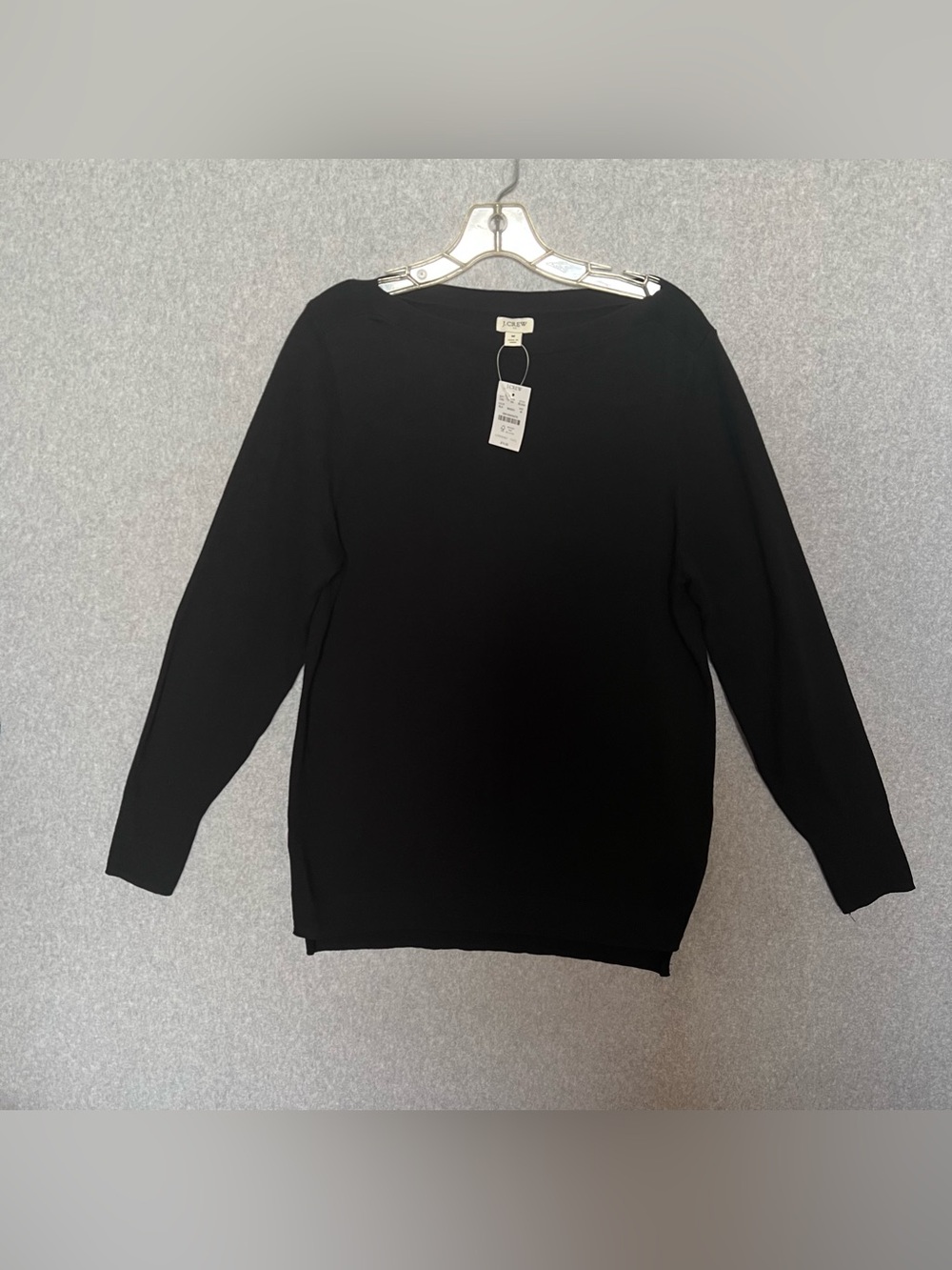 J.Crew Factory Women’s Medium Black Cotton Boatneck Tunic Sweater Preppy NWT